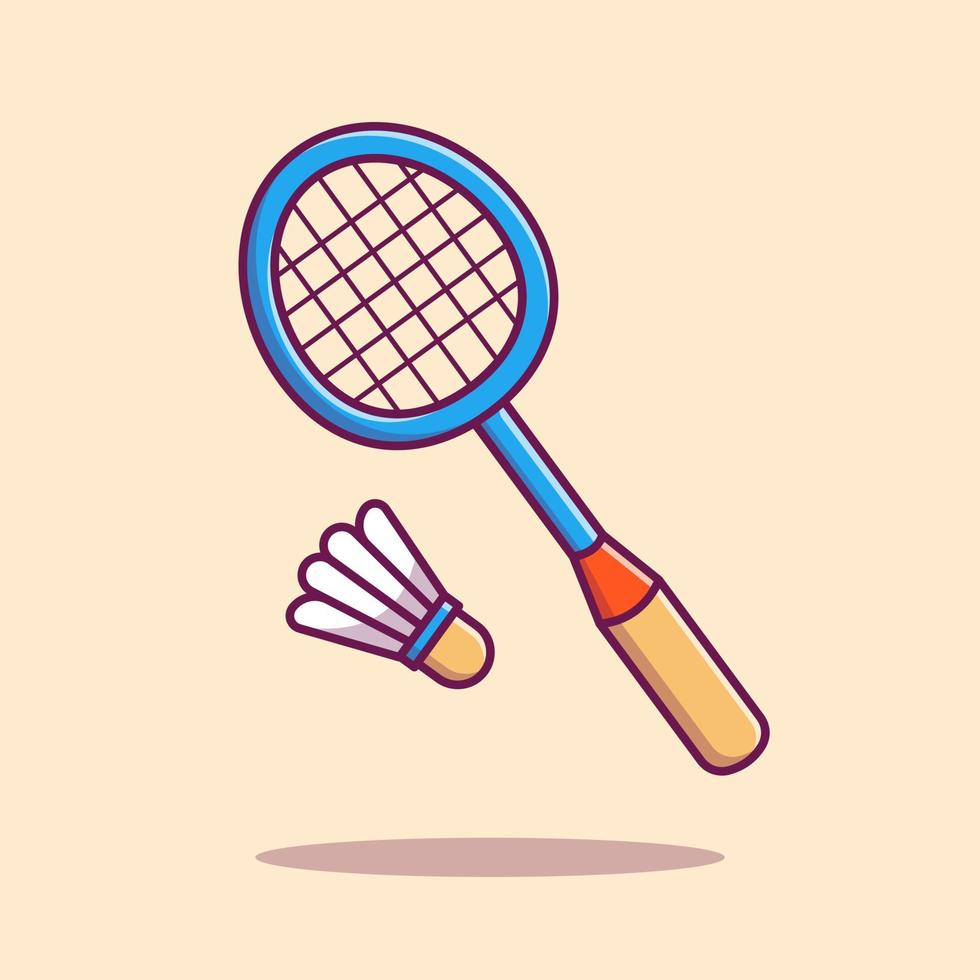 Racket And Shuttlecock Cartoon Vector Icon Illustration. Sport Equipment Icon Concept Isolated Premium Vector. Flat Cartoon Style