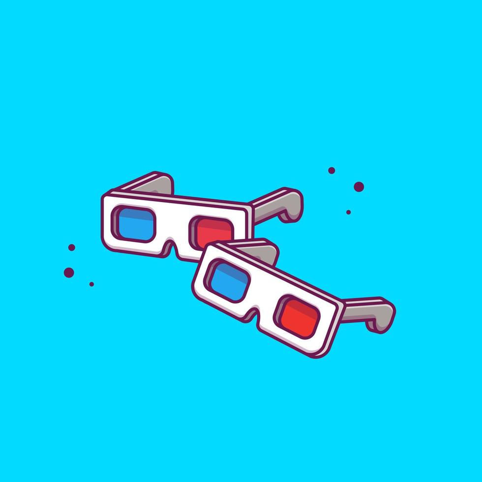 Ilustración de icono de vector de dibujos animados de película 3d de gafas. concepto de icono de equipo de película vector premium aislado. estilo de dibujos animados plana