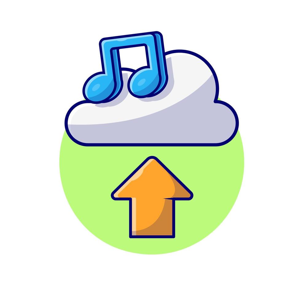 Cloud Upload Music with Note Cartoon Vector Icon  Illustration. Technology Music Icon Concept Isolated Premium  Vector. Flat Cartoon Style
