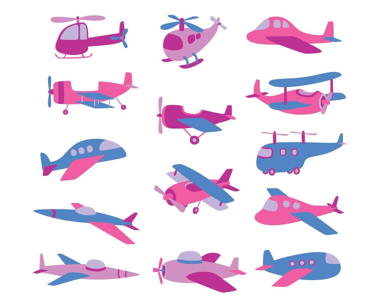 Set of cute plane. vector illustration