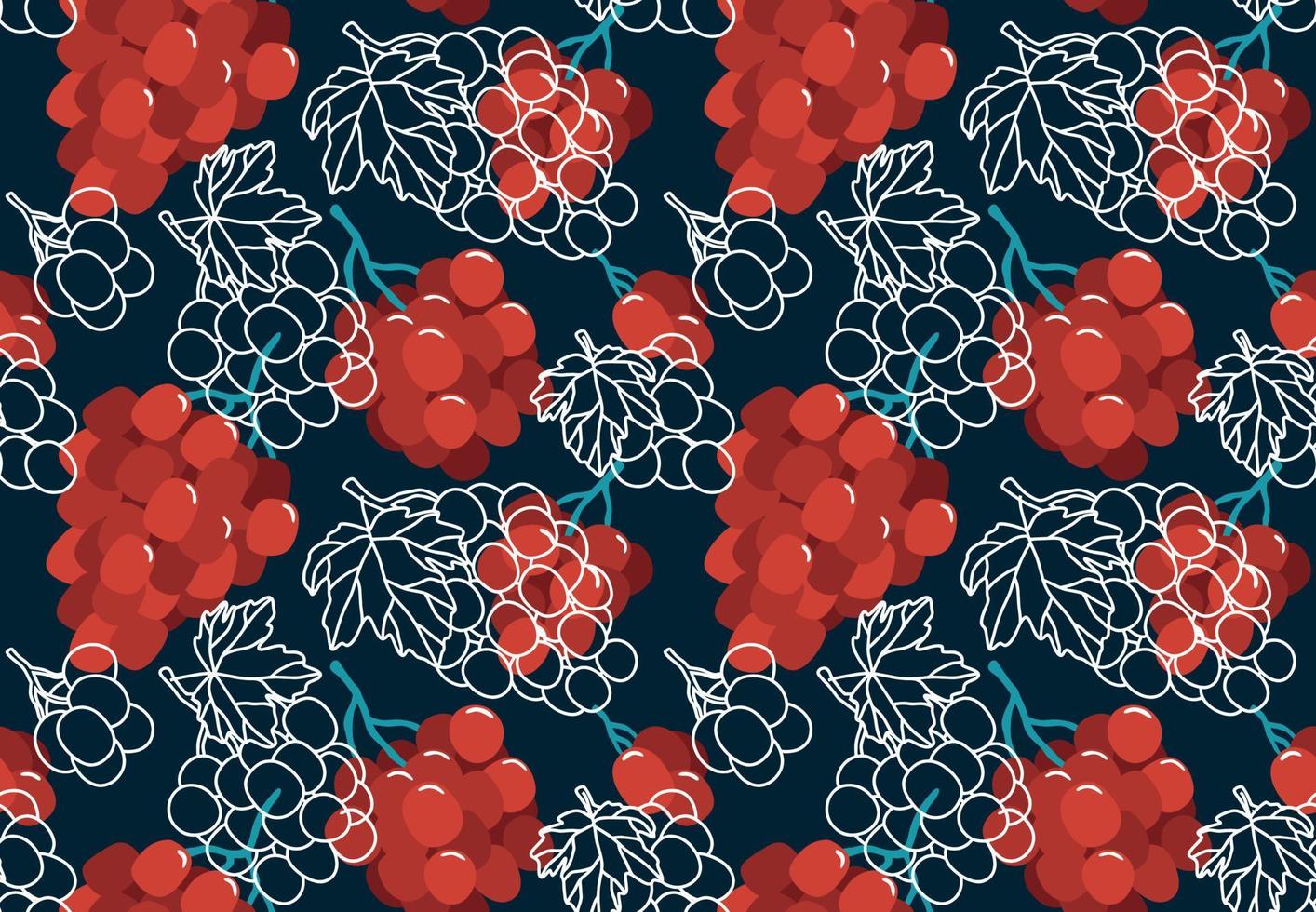 seamless pattern with grapes and leaves. vector