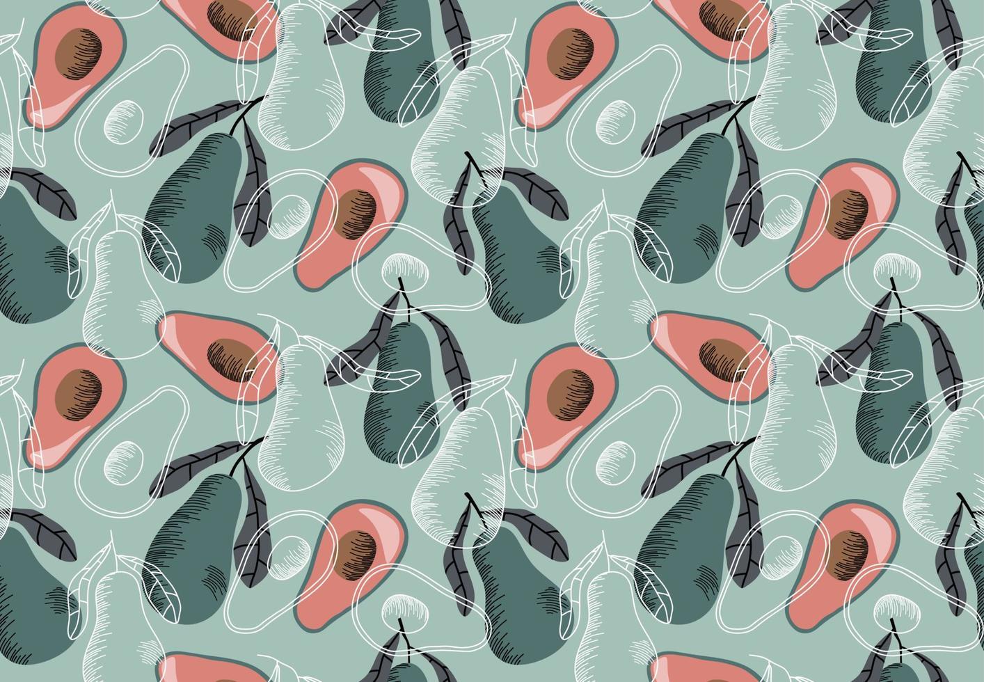 Seamless pattern with avocado. vector illustration