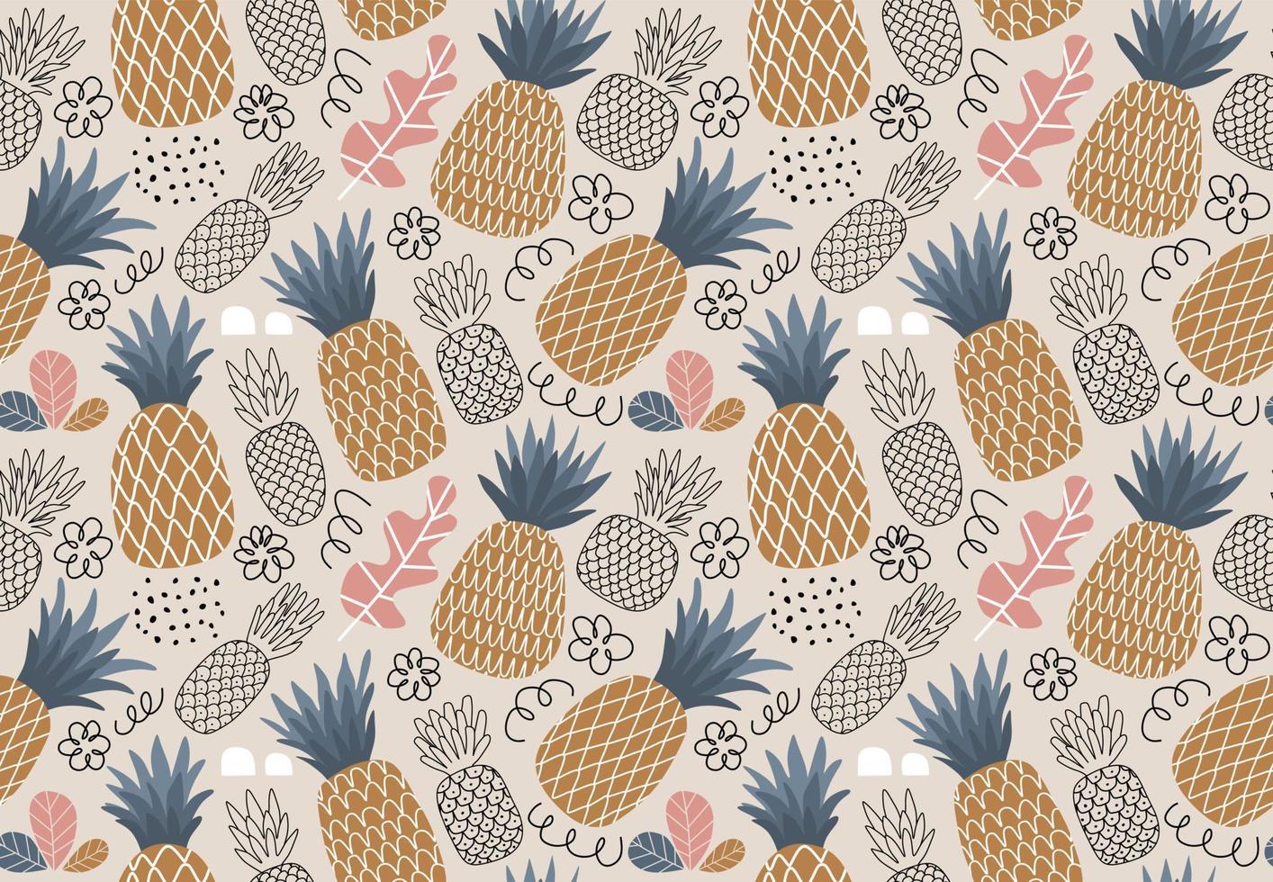Seamless pineapple pattern. Cute pineapple pattern. vector illustration