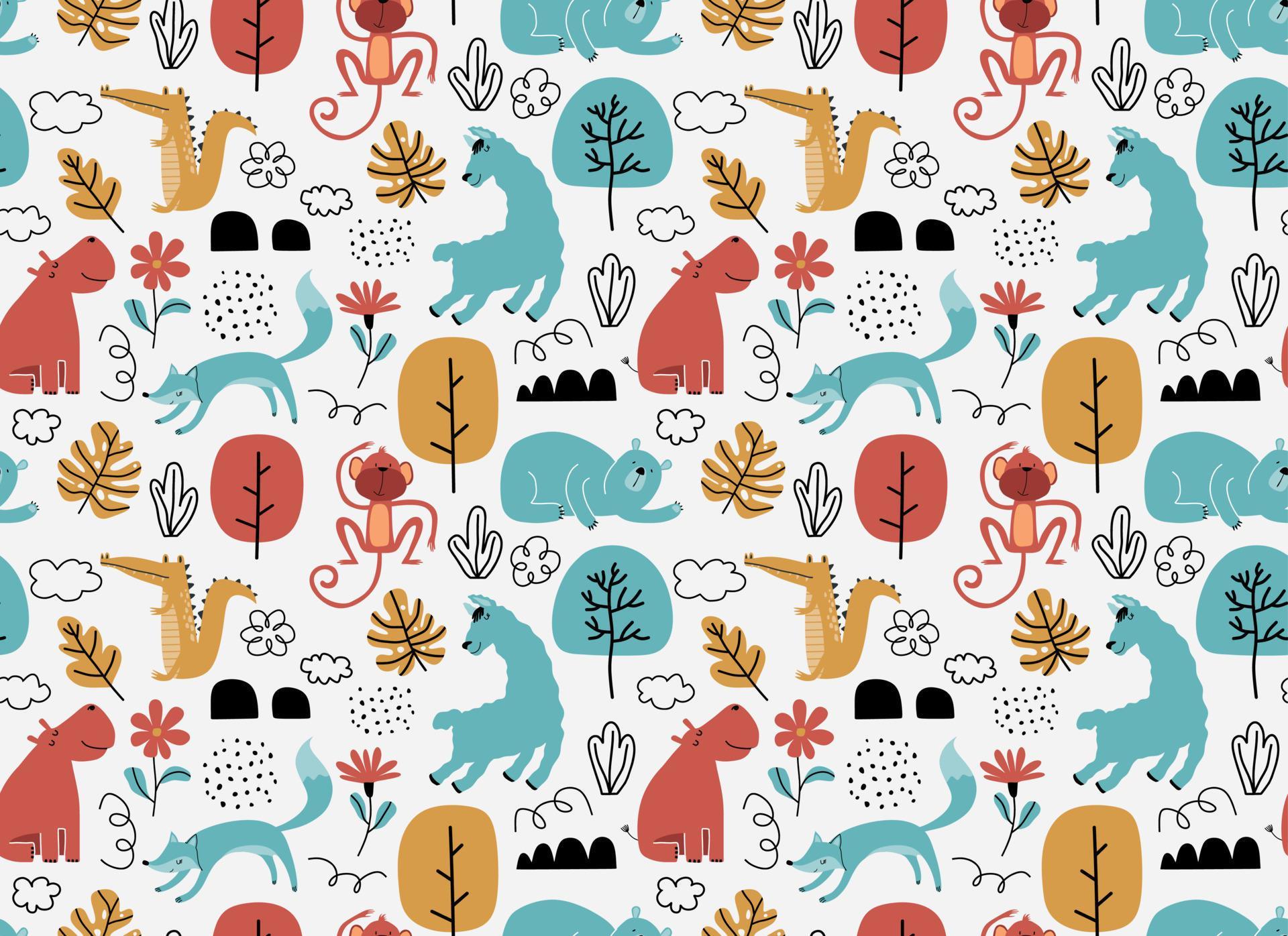 Vector seamless pattern with cute animal. 8124272 Vector Art at Vecteezy