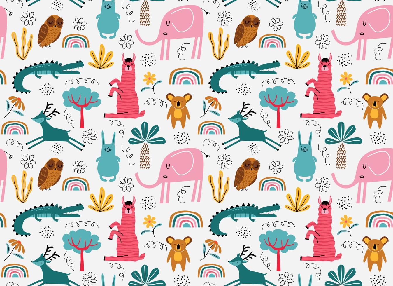 Vector seamless pattern with cute animal.