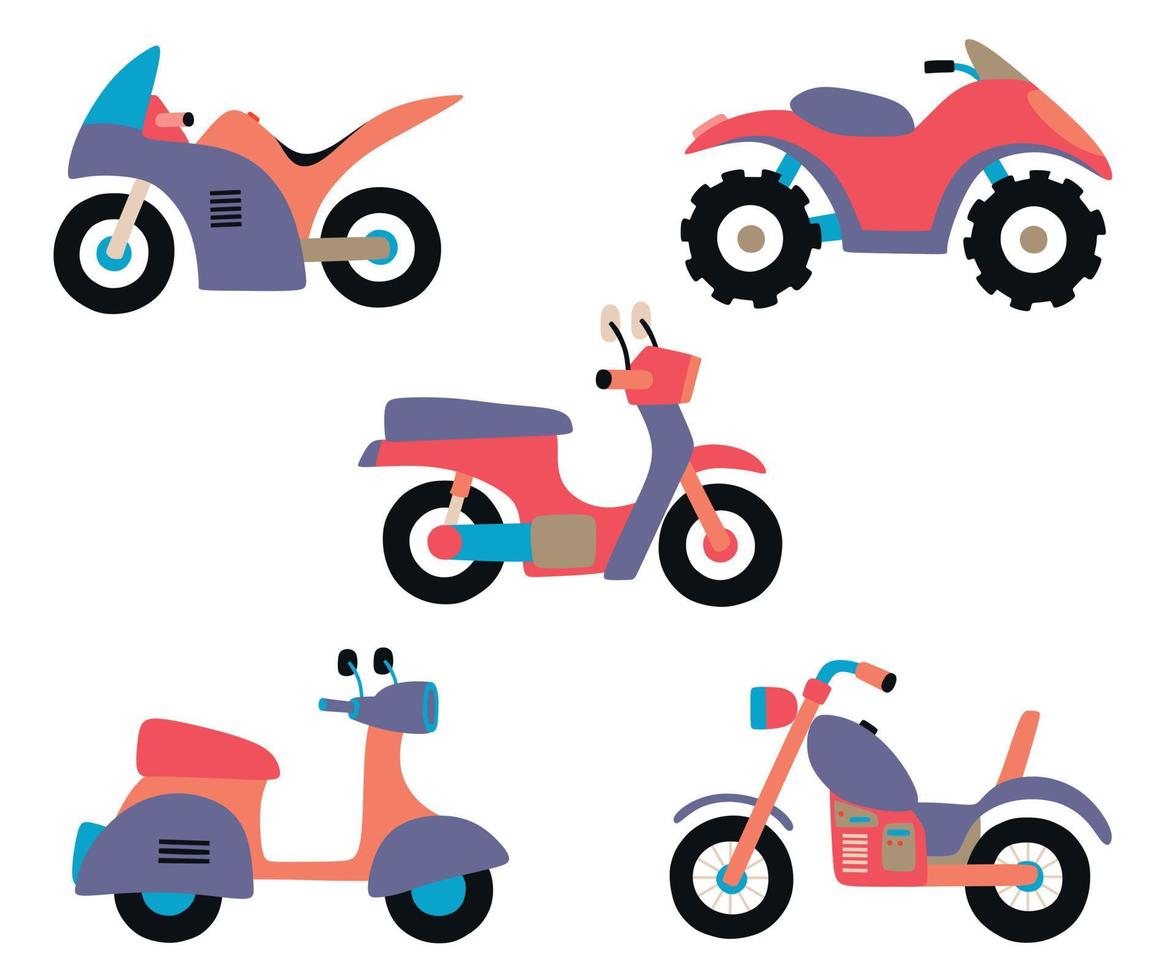 conjunto de linda motocicleta. ilustración vectorial vector