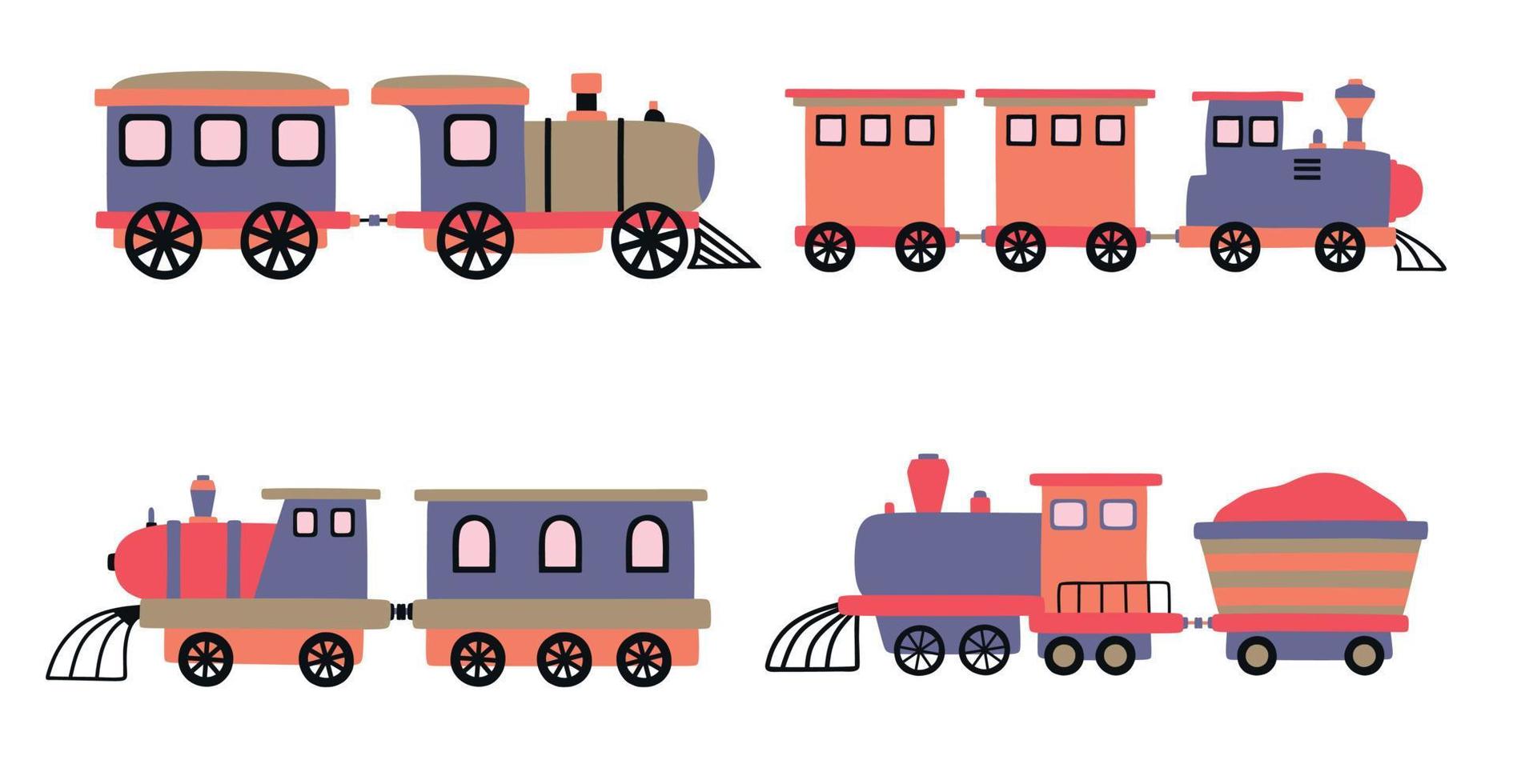 conjunto de lindo tren. ilustración vectorial vector