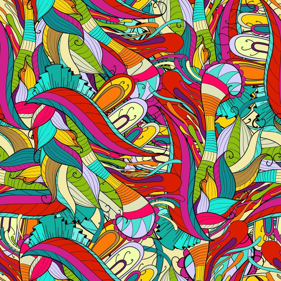 Seamless background with abstract leaves and flowers vector