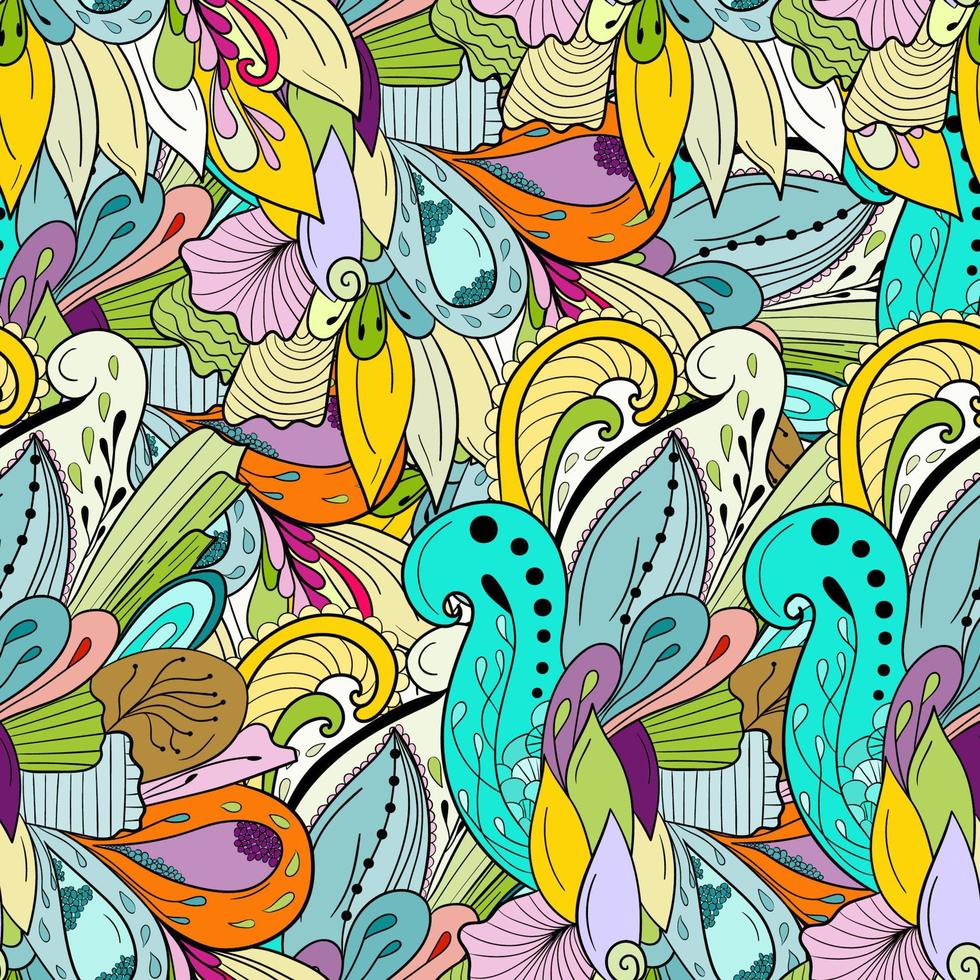 Seamless background with abstract leaves and flowers vector