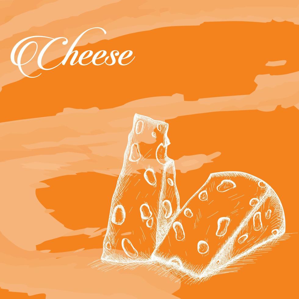 Sketch cheese to wine vector