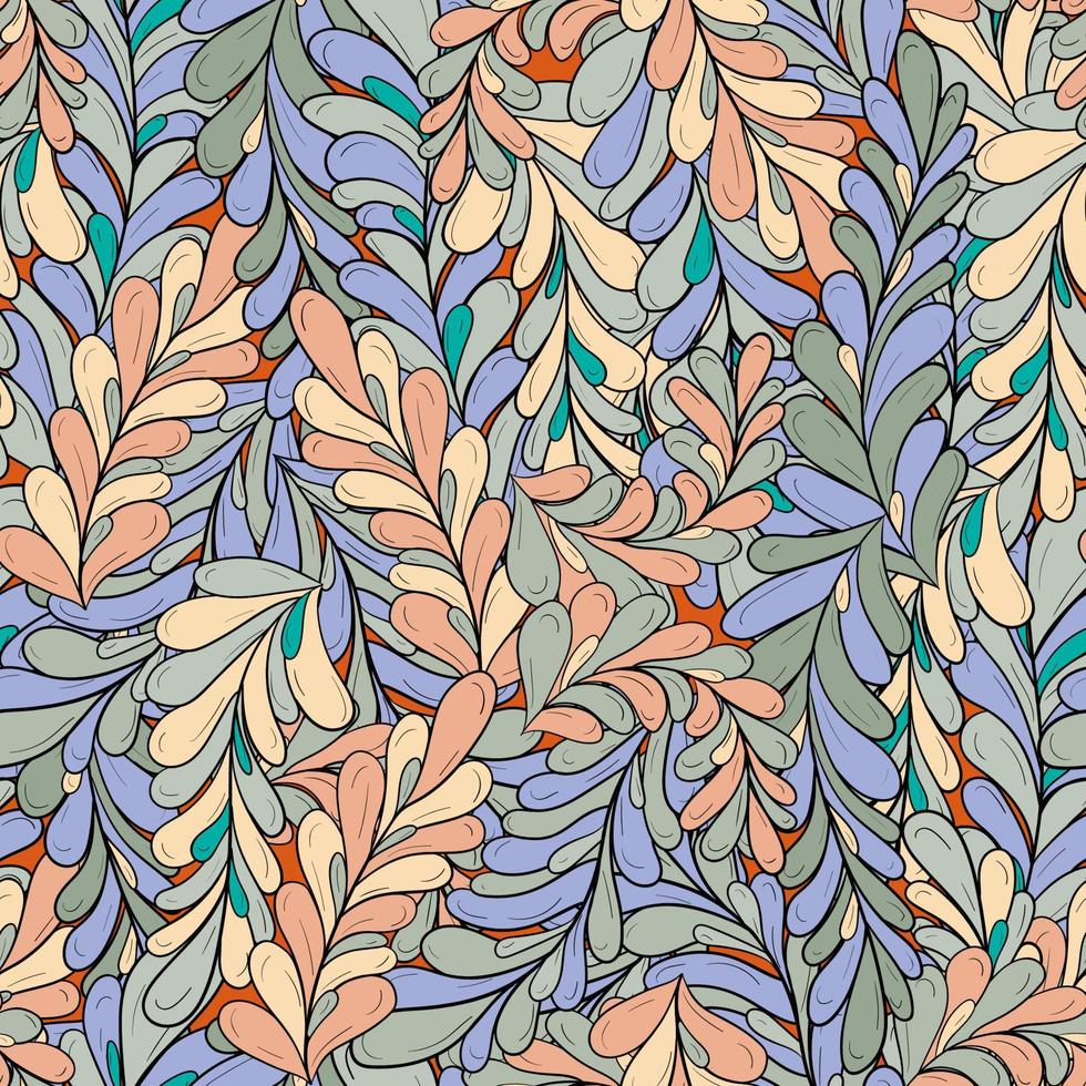 Seamless pattern of leaves, flowers and berries. Floral background vector