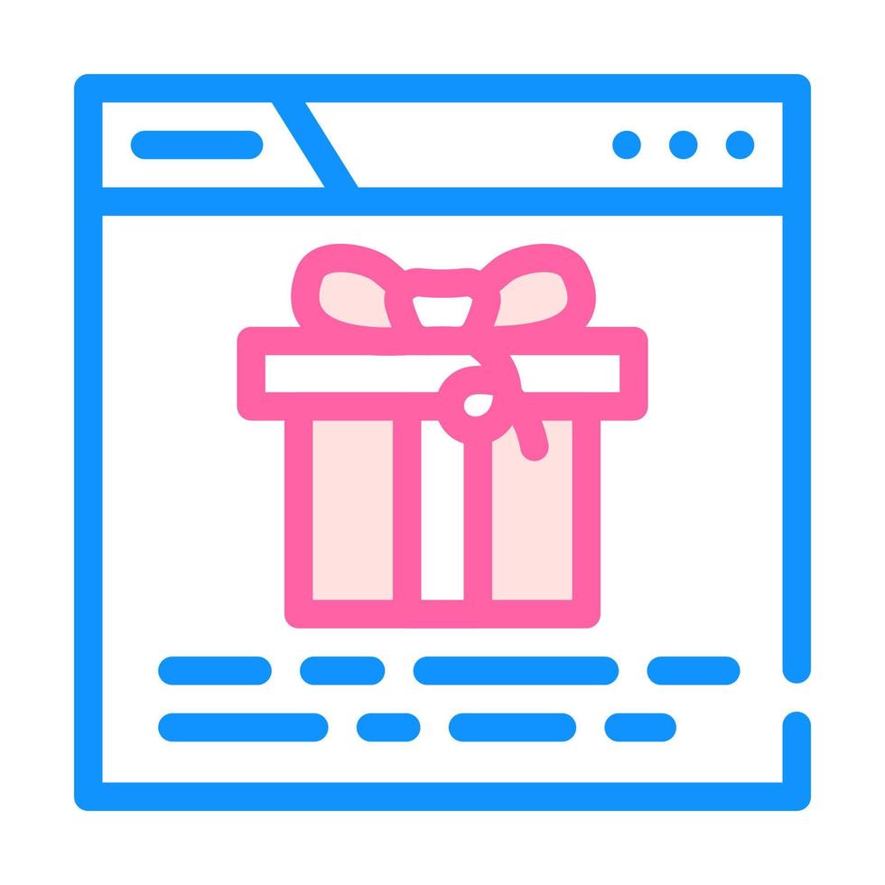 ilustración de vector de icono de color de regalo de compra en línea