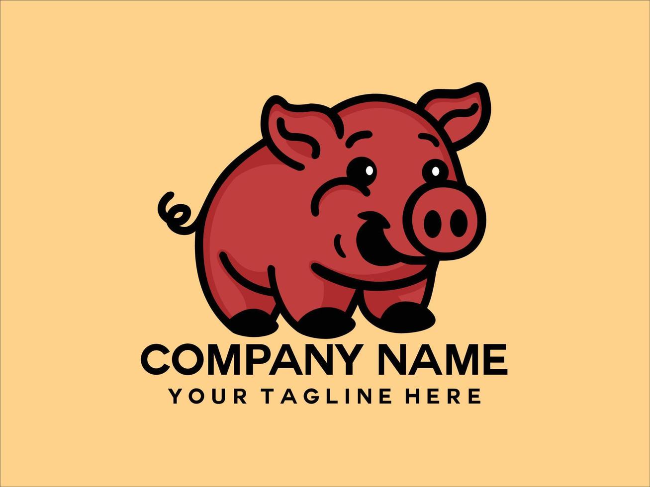 cute pig logo with color background vector