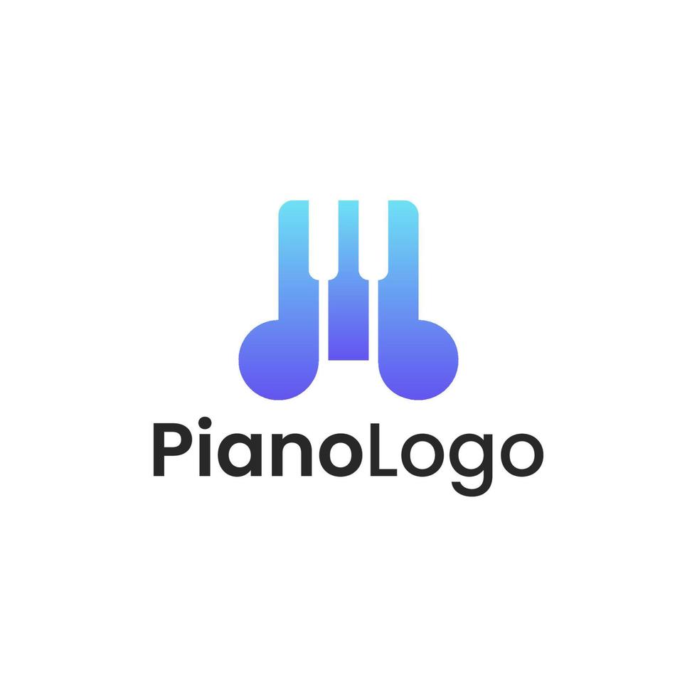 teclado de piano con nota musical logotipo de música colorido degradado azul vector