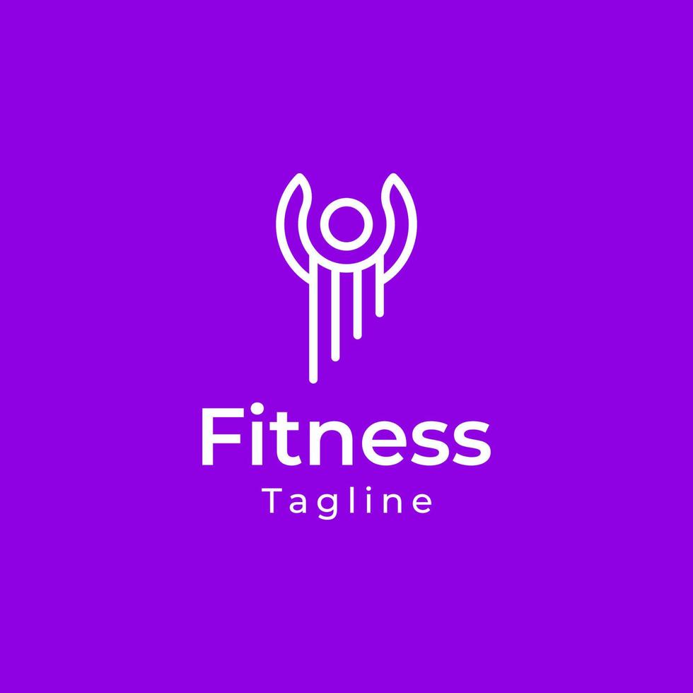 Fitness sport people line art outline logo icon vector