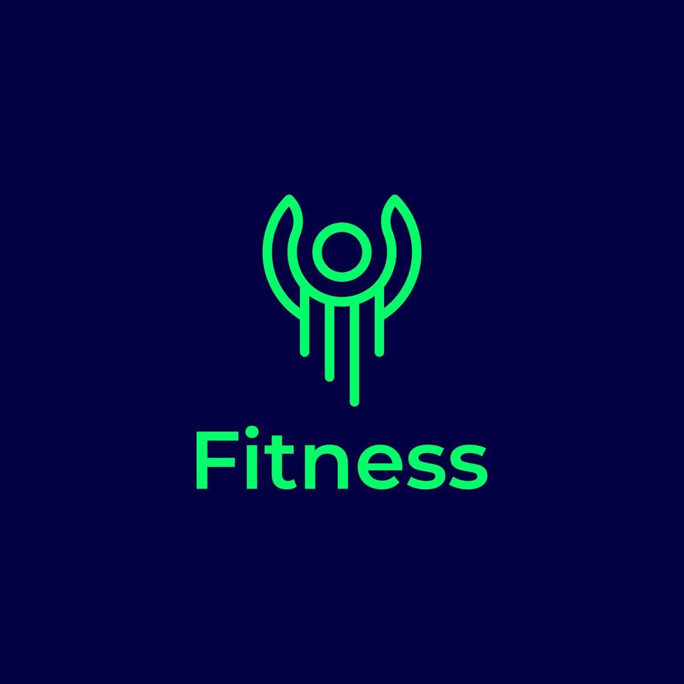 icono de logotipo de contorno de arte de línea de personas de deporte de fitness vector