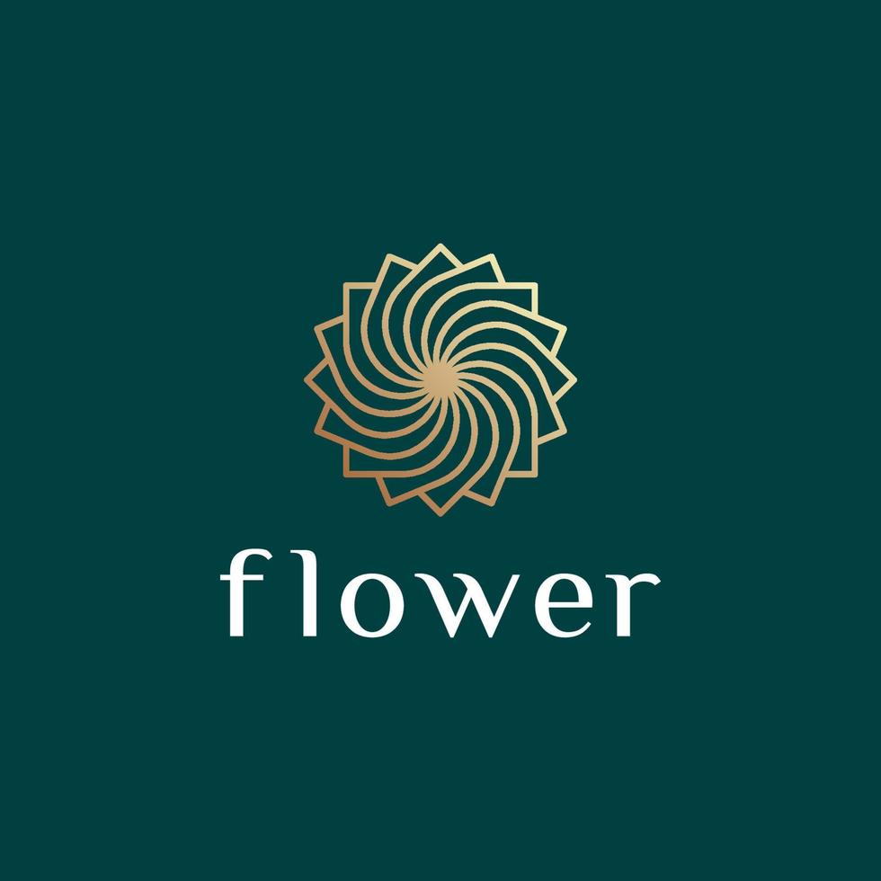 sunflower gold logo with line outline style vector