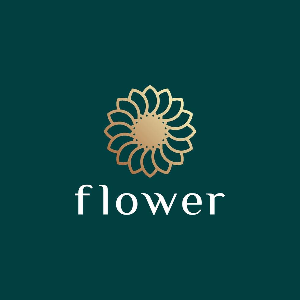 sunflower gold logo with line outline style vector