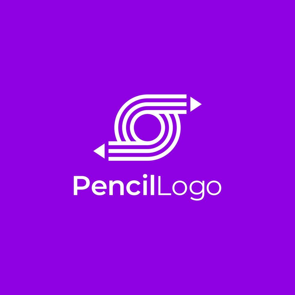 two pencil line outline logo in rounded shape vector