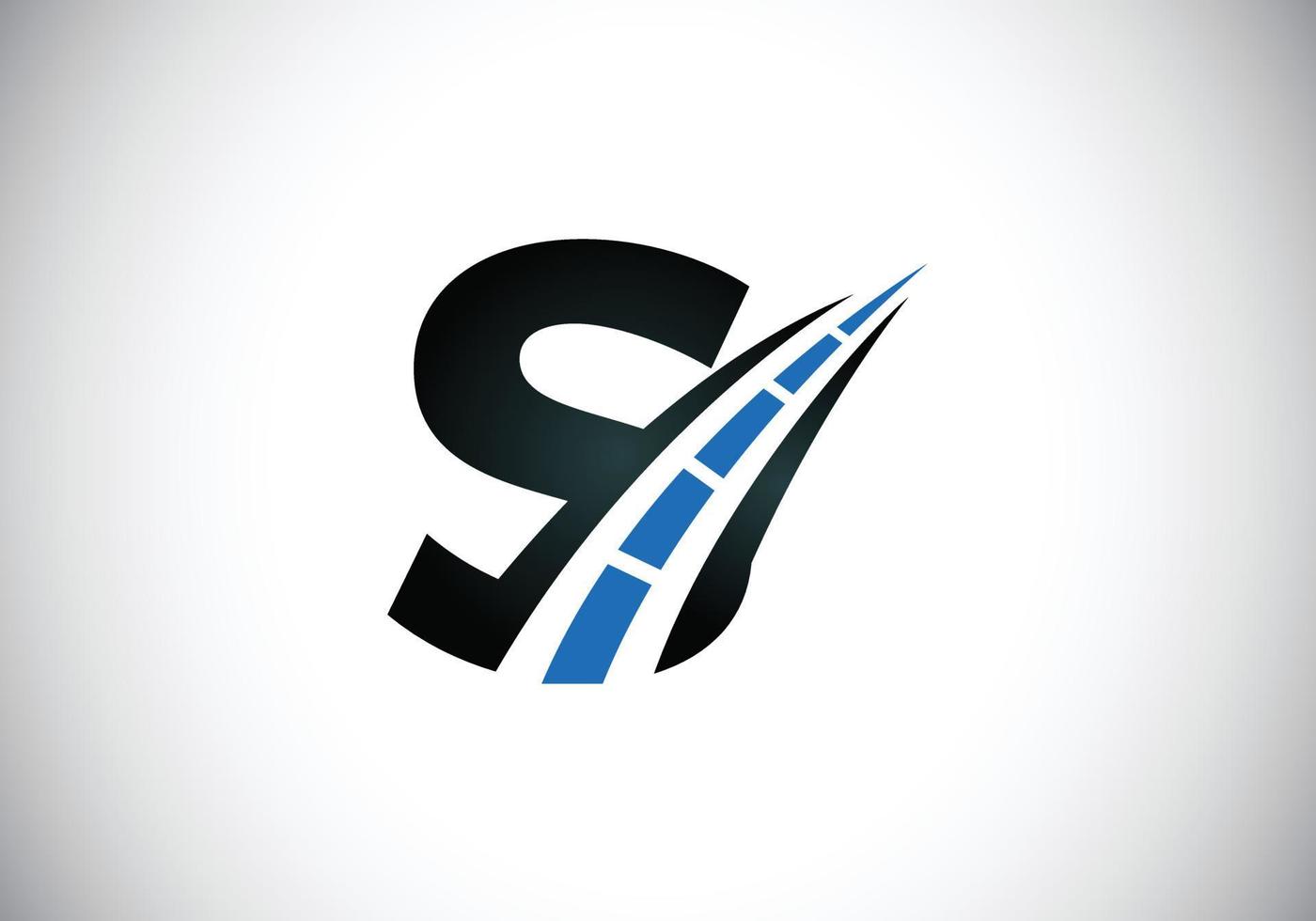 Letter S with road logo sing. The creative design concept for highway maintenance and construction. Transportation and traffic theme. vector
