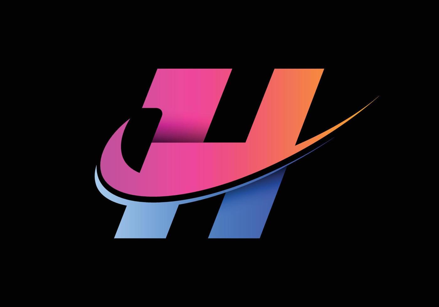 Initial letter H with a swoosh logo template. Modern vector logotype for business and company identity.