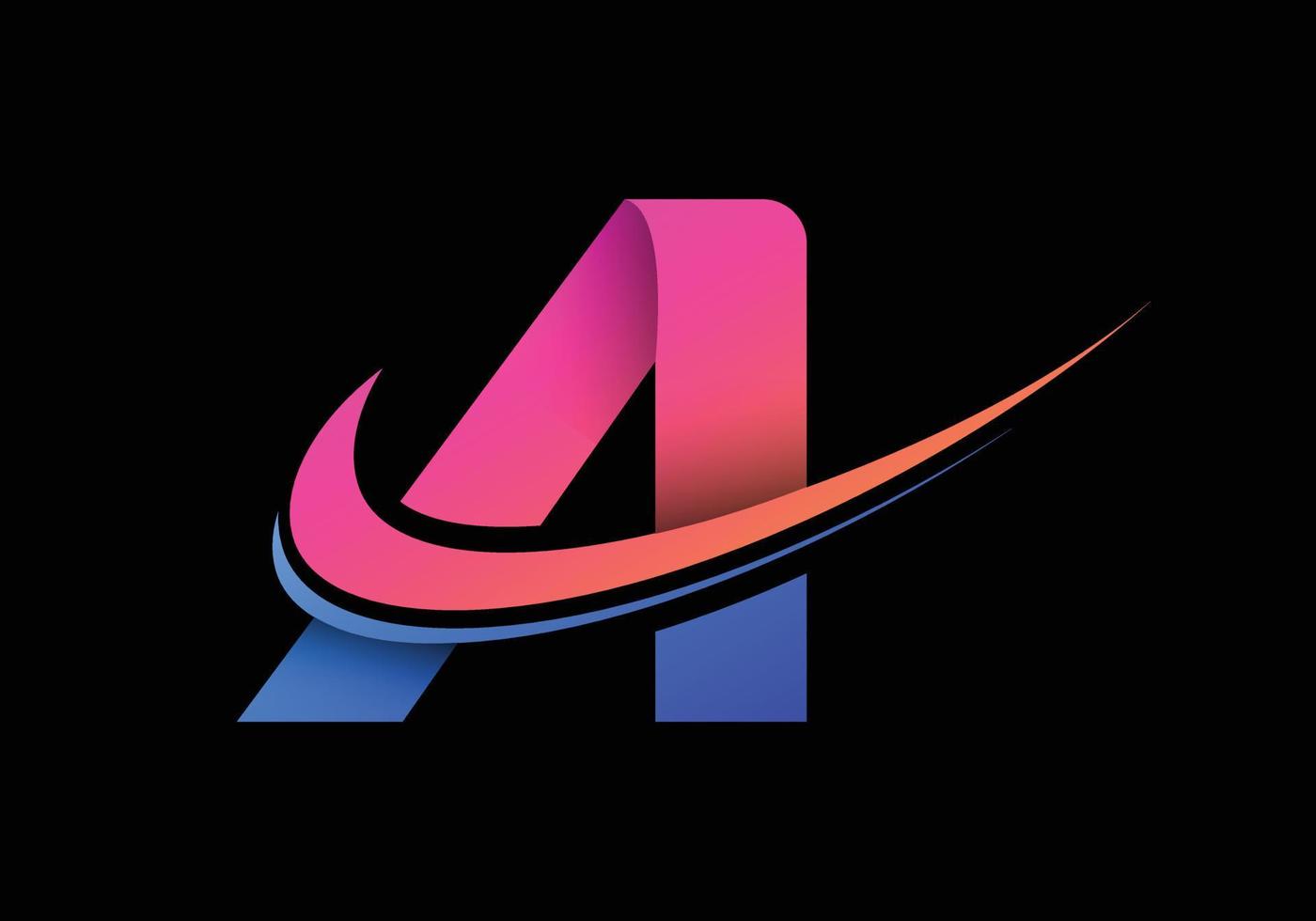 letra inicial a con una plantilla de logotipo swoosh. logotipo vectorial moderno para la identidad empresarial y empresarial. vector