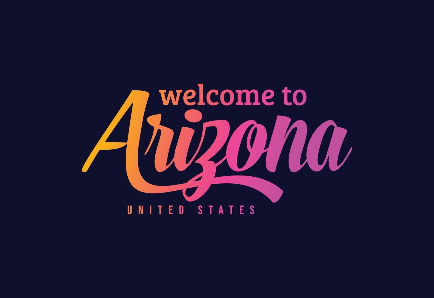 bienvenido a la ilustración de diseño de fuente creativa de texto de word de arizona. cartel de bienvenida vector