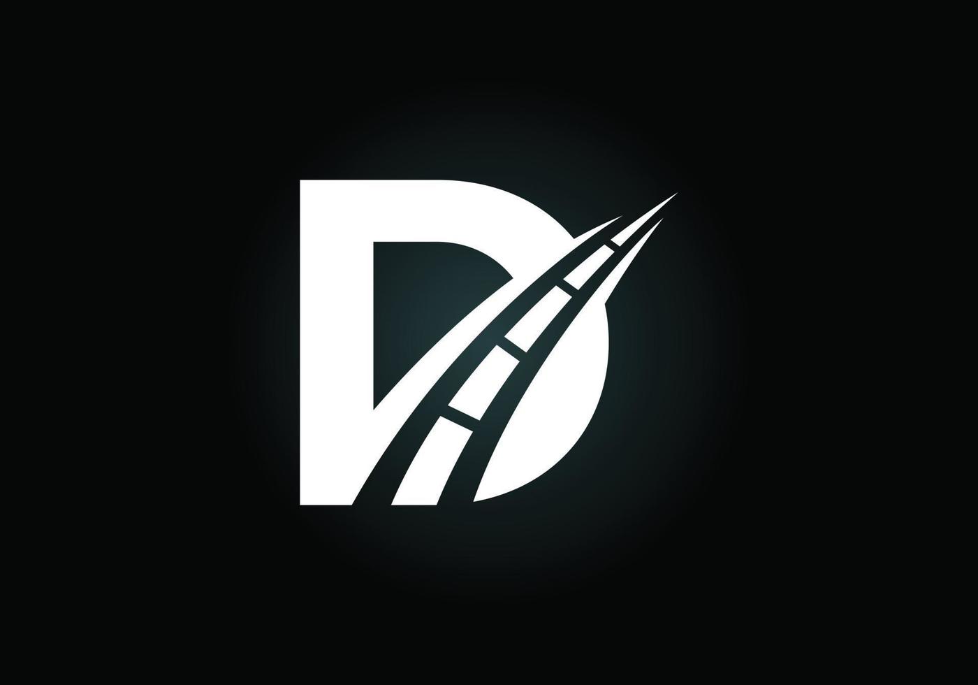 Letter D with road logo sing. The creative design concept for highway maintenance and construction. Transportation and traffic theme. vector