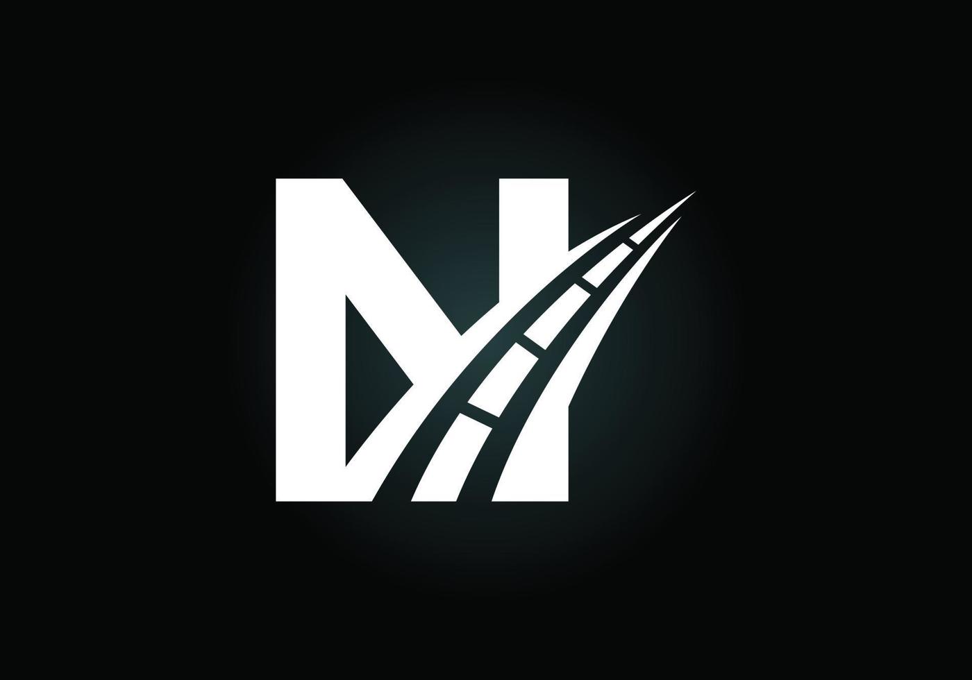 Letter N with road logo sing. The creative design concept for highway maintenance and construction. Transportation and traffic theme. vector
