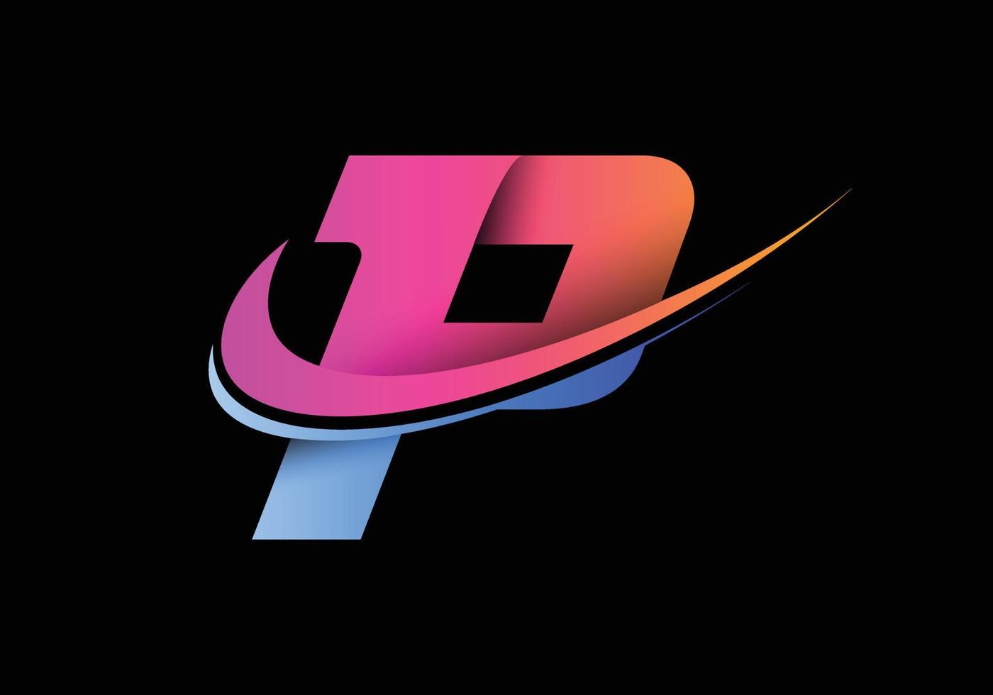 letra inicial p con una plantilla de logotipo swoosh. logotipo vectorial moderno para la identidad empresarial y empresarial. vector