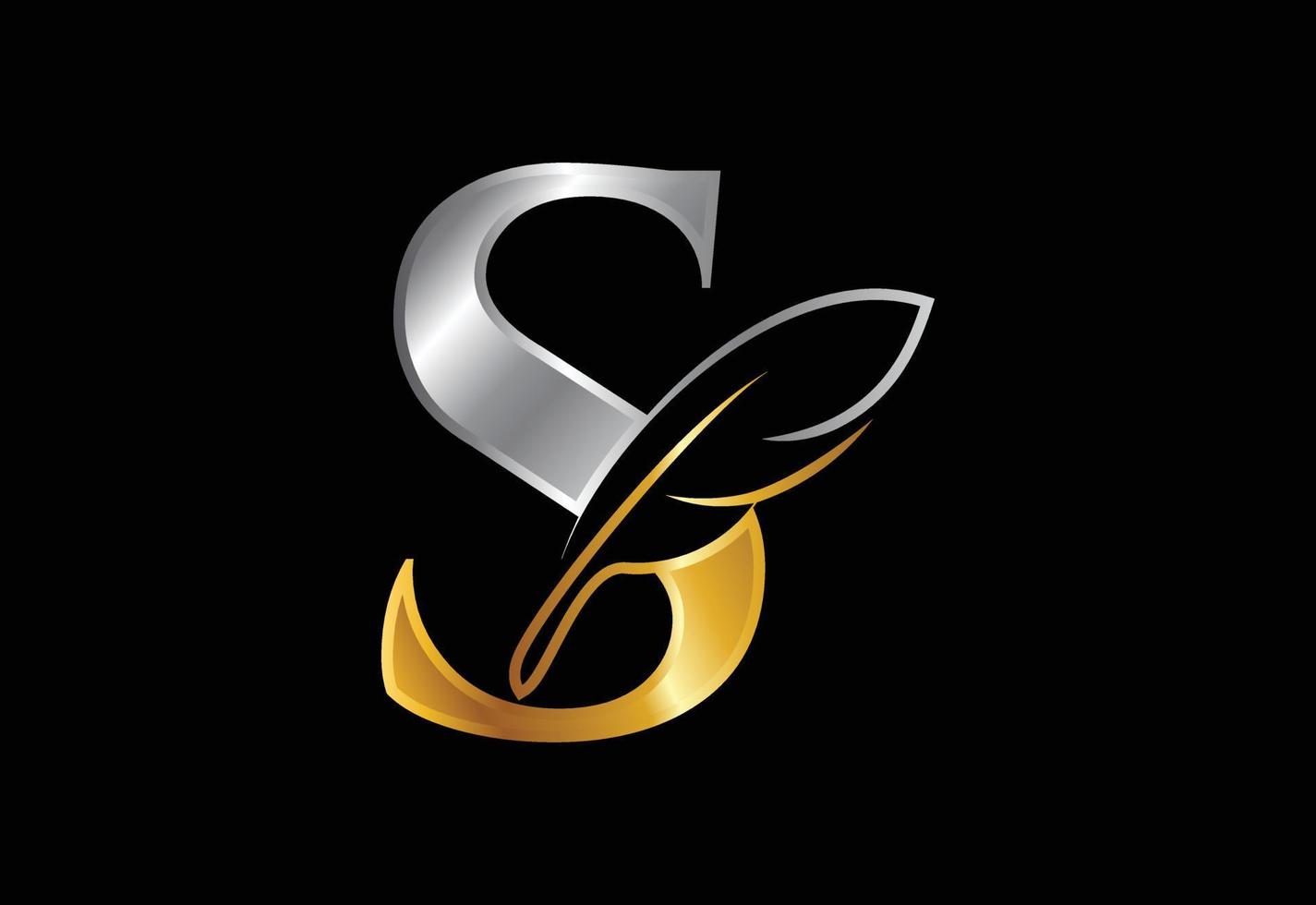 Initial S alphabet with a feather. Law firm icon sign symbol. Logo for a writer or publishers vector