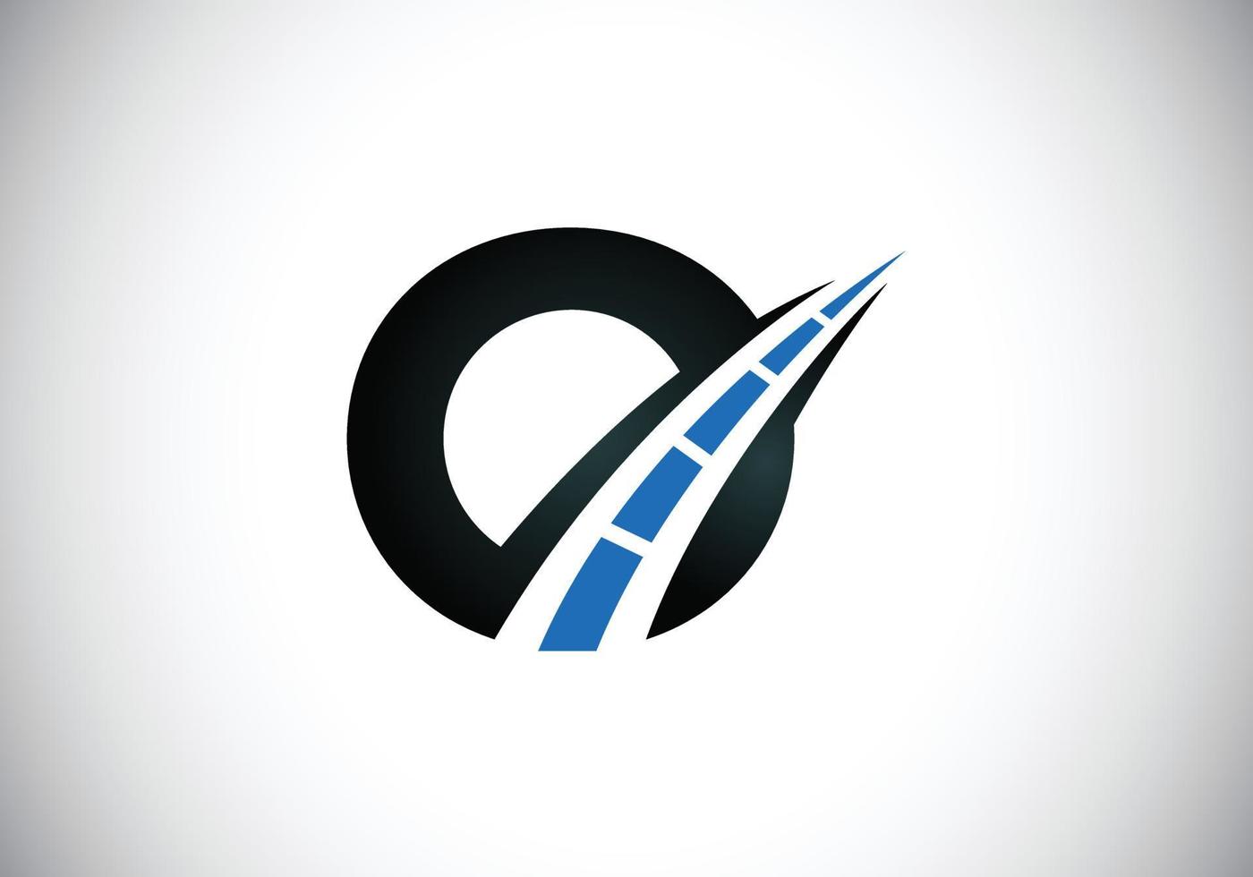 letra o con el logo de la carretera cantando. el concepto de diseño creativo para el mantenimiento y la construcción de carreteras. tema de transporte y tráfico. vector