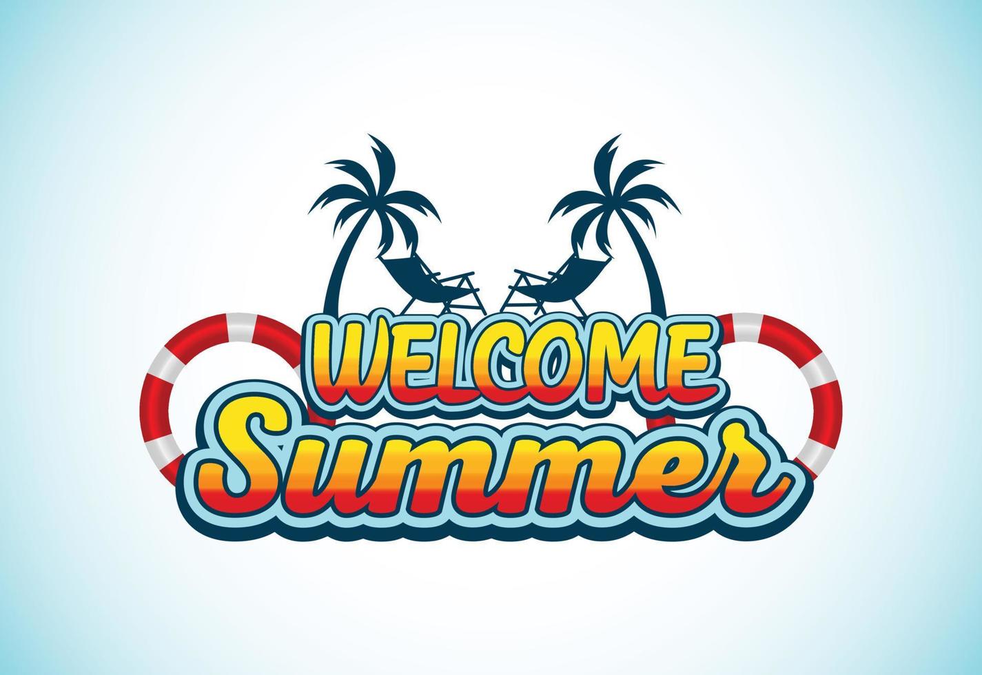 Summer holidays design concept vector illustration. Tropical beach scene.