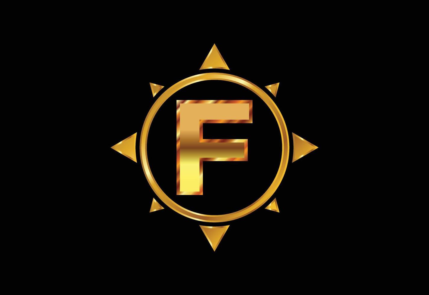 Initial F monogram letter alphabet in a compass. Compass logo sign symbol. Vector logo design