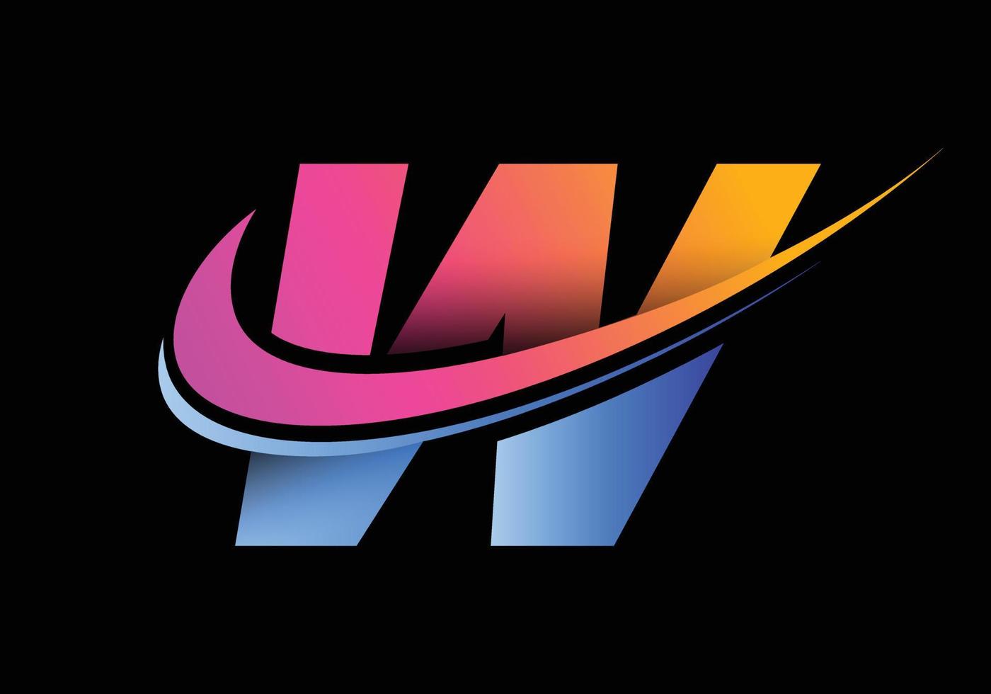 Initial letter W with a swoosh logo template. Modern vector logotype for business and company identity.