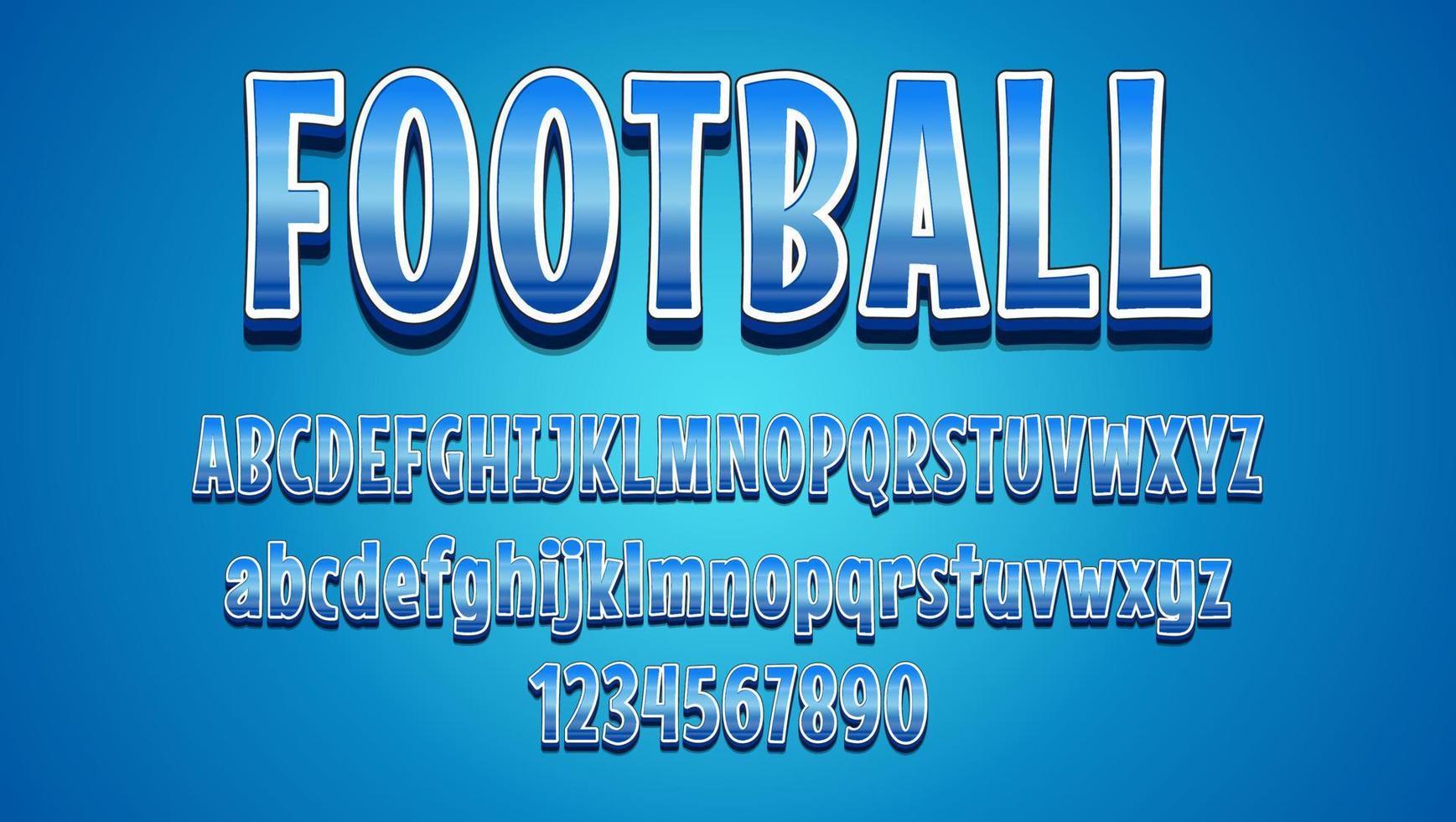 3d Modern Gradient Blue Word Football Editable Text Effect Design Template vector