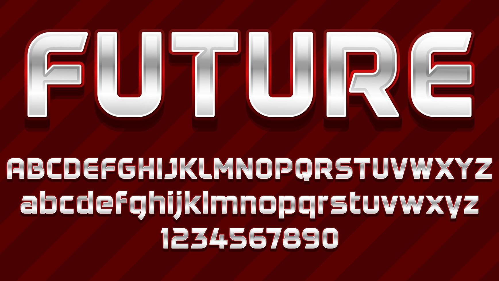 Minimal 3d Gradient Silver Word Future Editable Text Effect Design Template vector