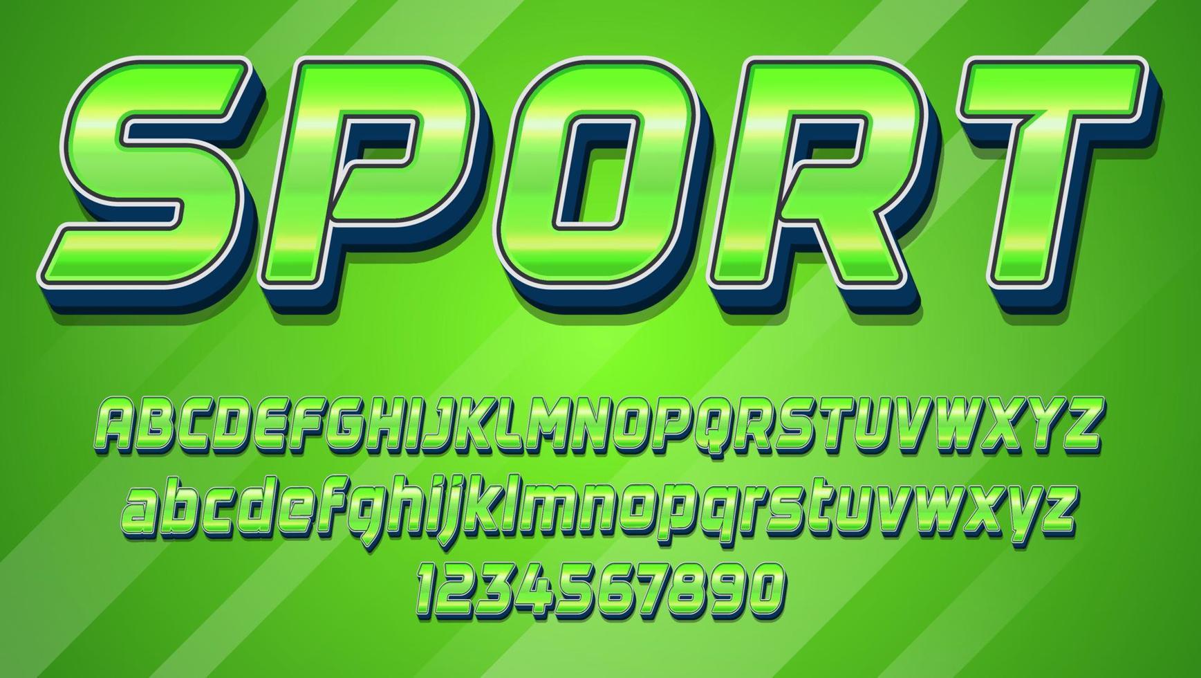 diseño de efecto de texto editable de deporte de palabra 3d verde degradado moderno vector