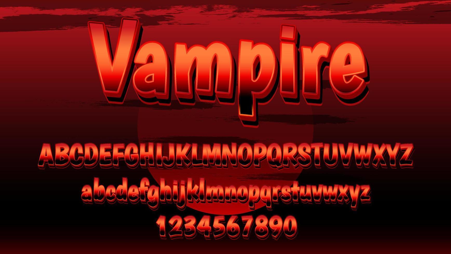 Plantilla de diseño de efecto de texto editable de vampiro de palabra degradada 3d vector