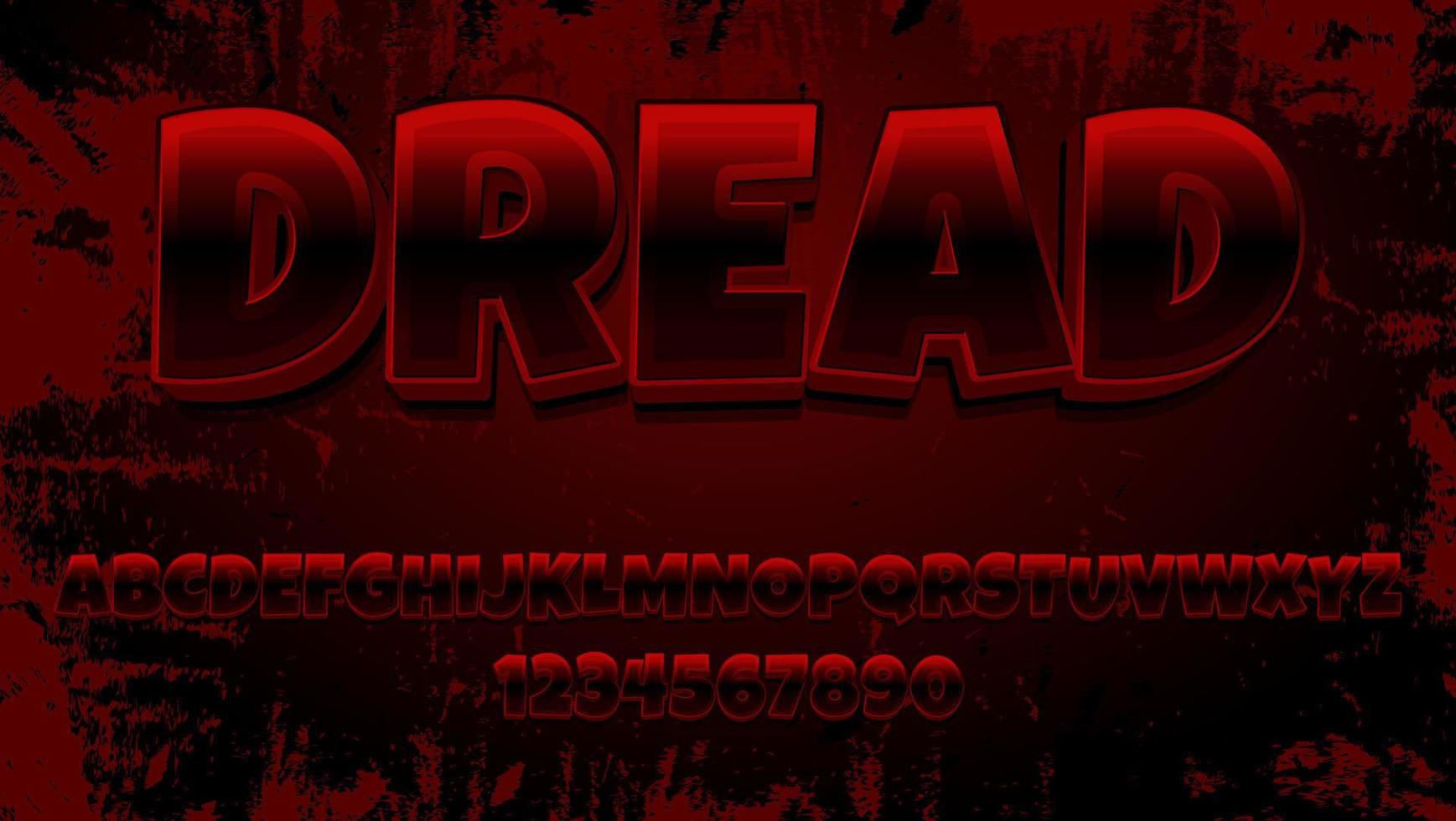 plantilla de diseño de efecto de texto editable de pavor de palabra roja degradado 3d abstracto vector