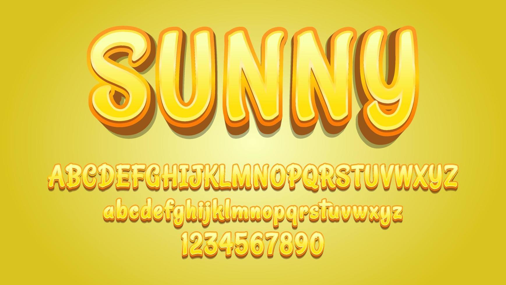 Plantilla de diseño de efecto de texto editable soleado de palabra amarilla degradada 3d vector