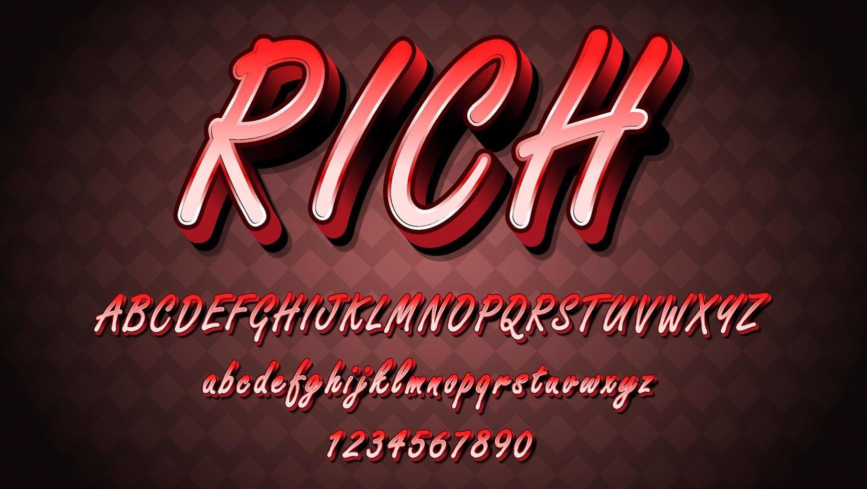Modern 3d Gradient Red Word Rich Editable Text Effect Design Template vector