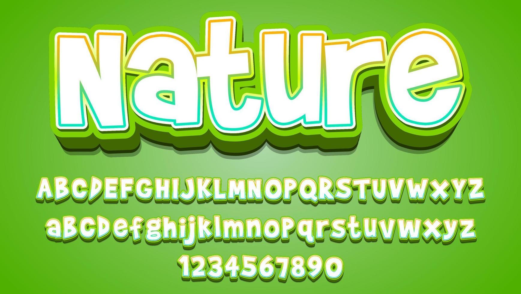 3d Modern Gradient Word Nature Editable Text Effect Design vector