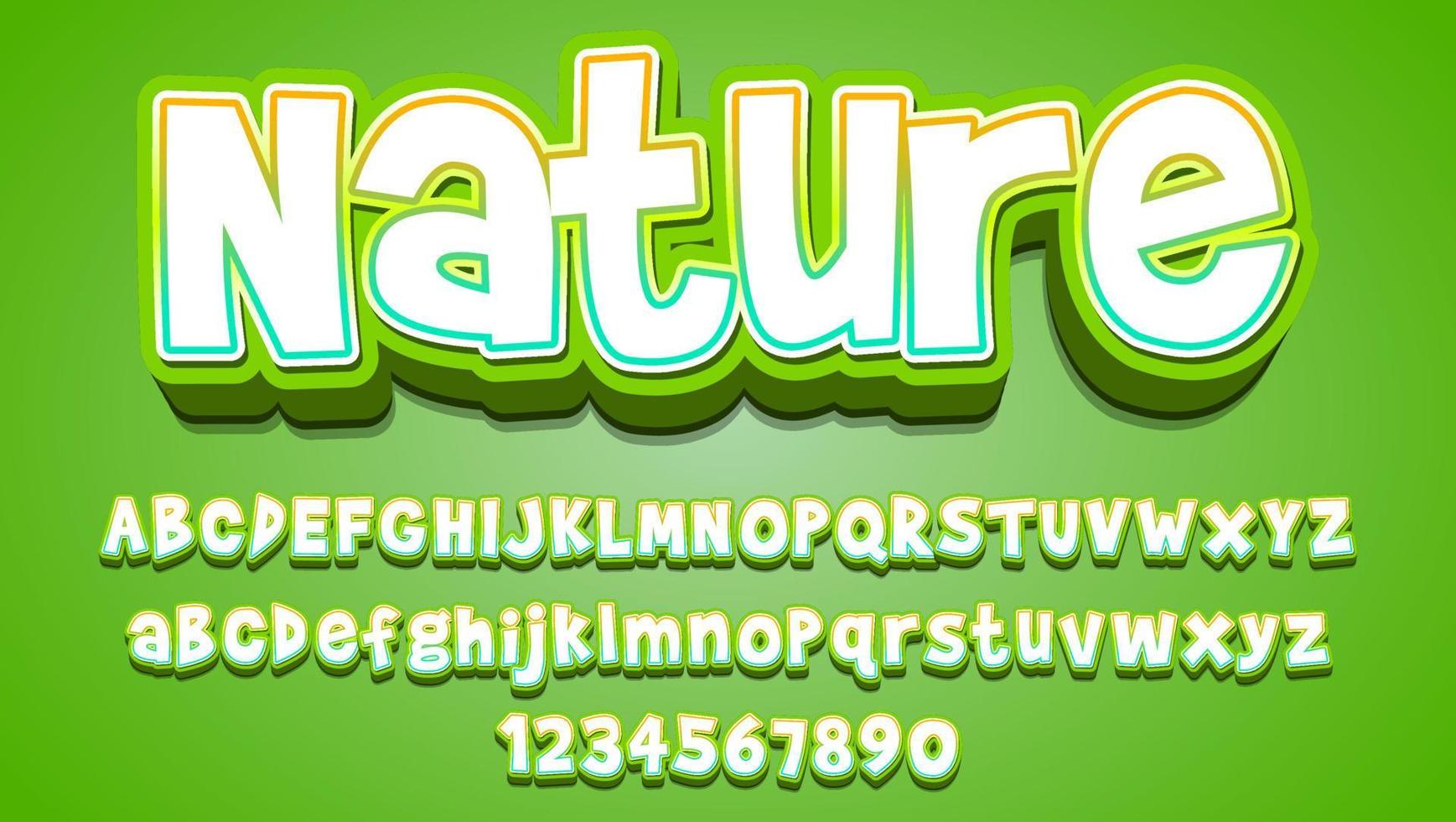 Diseño de efecto de texto editable de naturaleza de palabra degradado moderno 3d vector