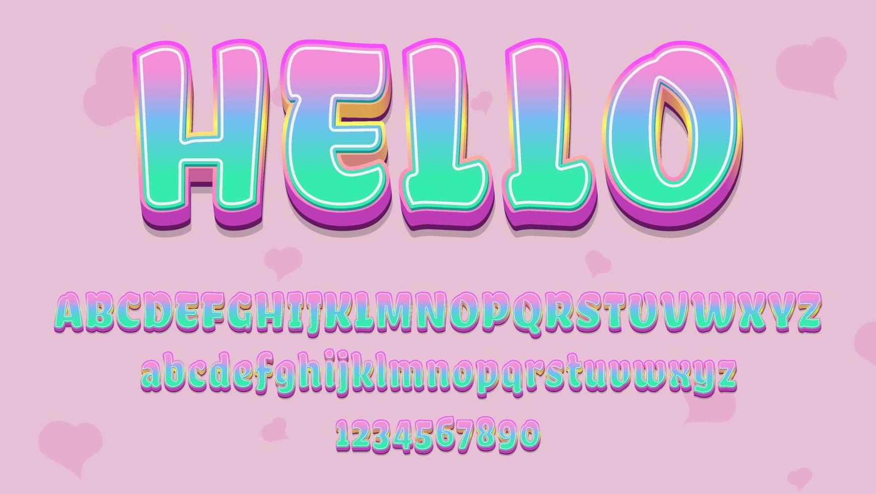 3d Gradient Colorful Word Hello Editable Text Effect vector