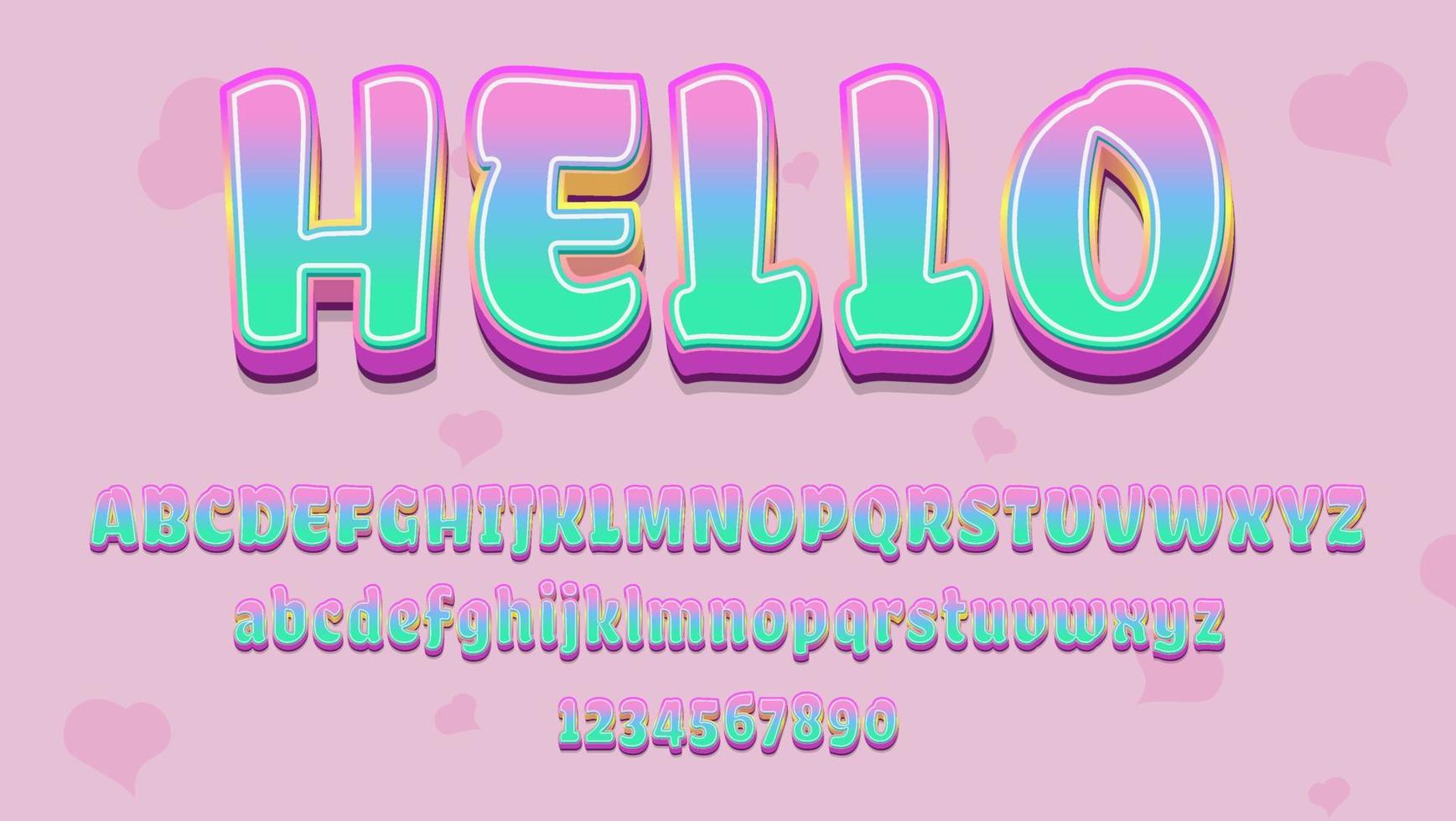 efecto de texto editable hola palabra colorida degradado 3d vector