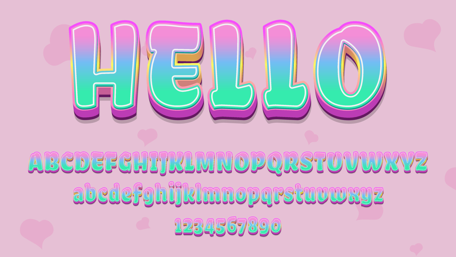 3d Gradient Colorful Word Hello Editable Text Effect 8124838 Vector Art ...