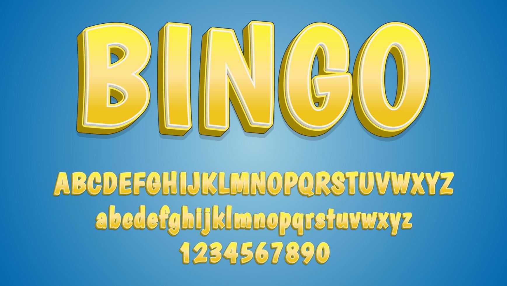 3d Gradient Yellow Word Bingo Fully Editable Text Effect Design Template vector