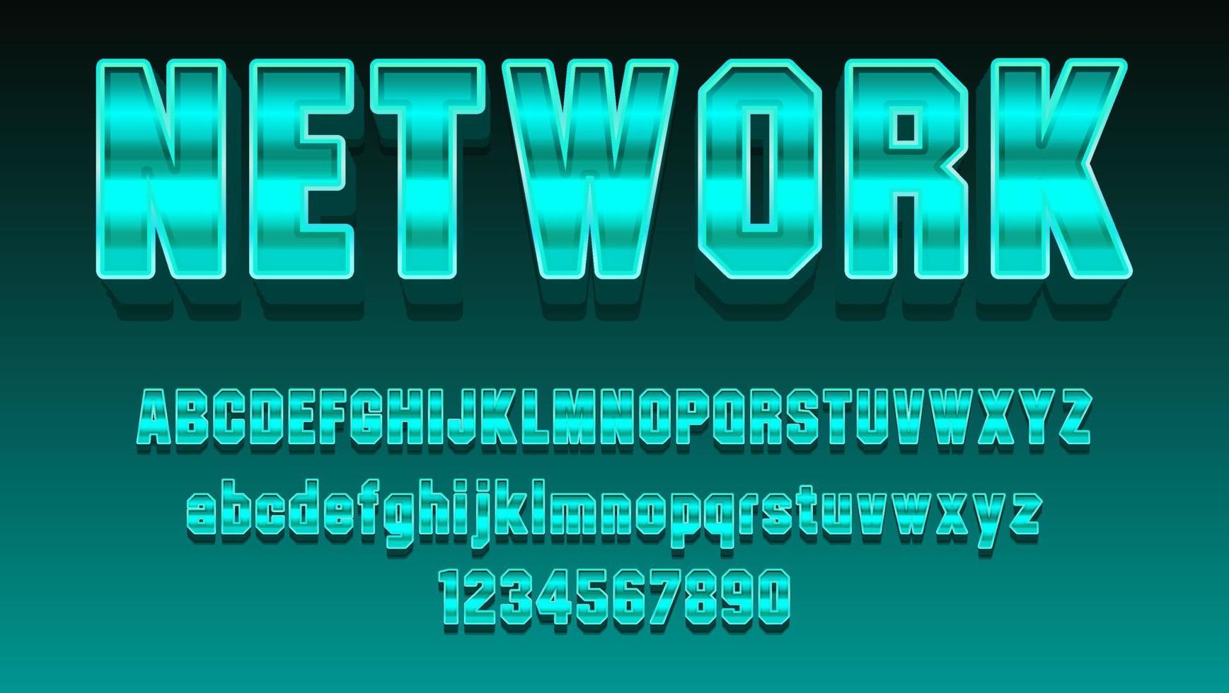 Futuristic 3d Gradient Word Network Editable Text Effect Design Template vector