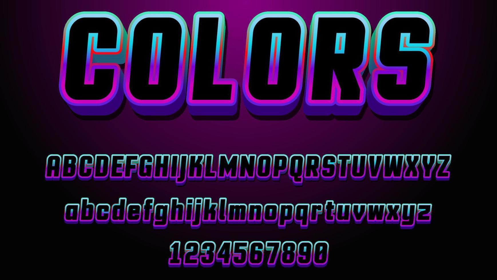 plantilla de diseño de efecto de texto editable de colores 3d de gradiente mínimo vector